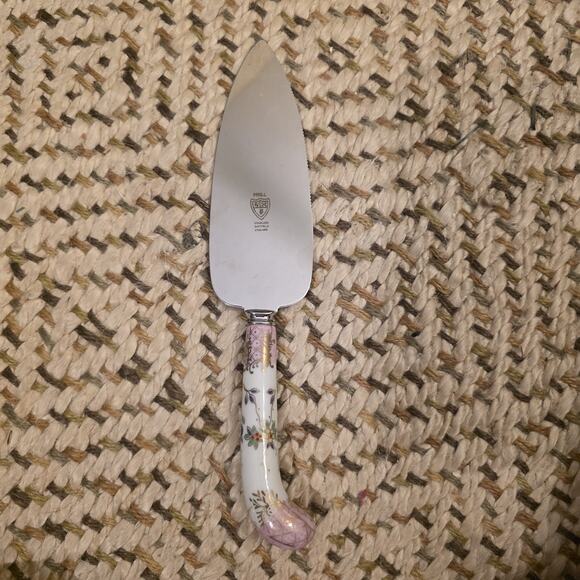 Vintage Prill Sheffield England Pie Cake Server Floral Purple Porcelain Handle. - Picture 1 of 16